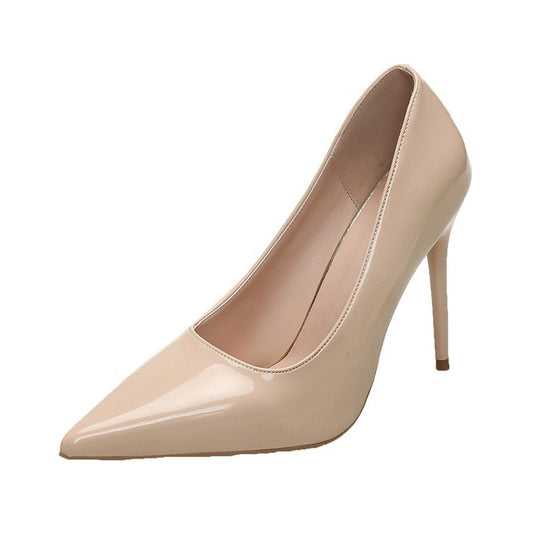 Damen Spitze High Heels mit glänzender Lackoberfläche EB