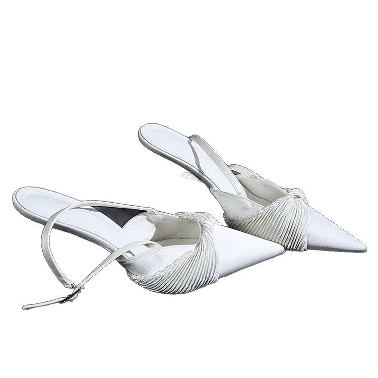 Damen Slingback High Heel Schuhe mit eleganter Raffung EB
