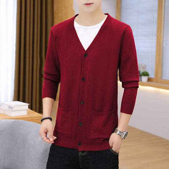 Herren eleganter leichter Strickcardigan mit Taschen EB