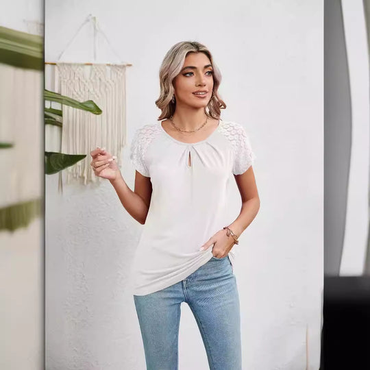 Damen T-Shirt mit Spitzendetails EB