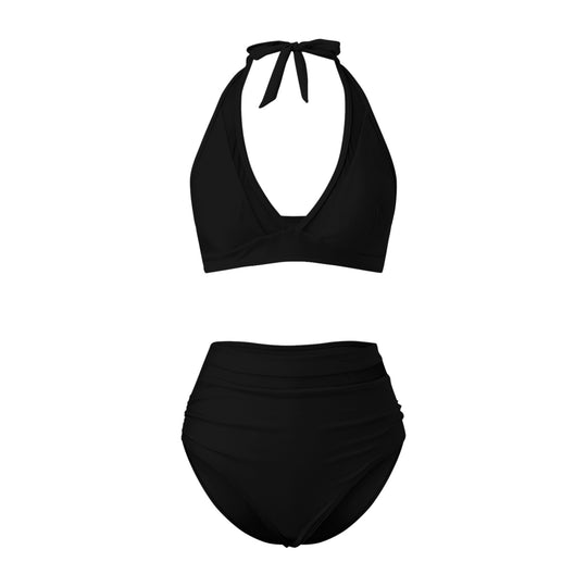 Damen Hochtailliertes Bademoden-Set mit stylischem Haltertop EB