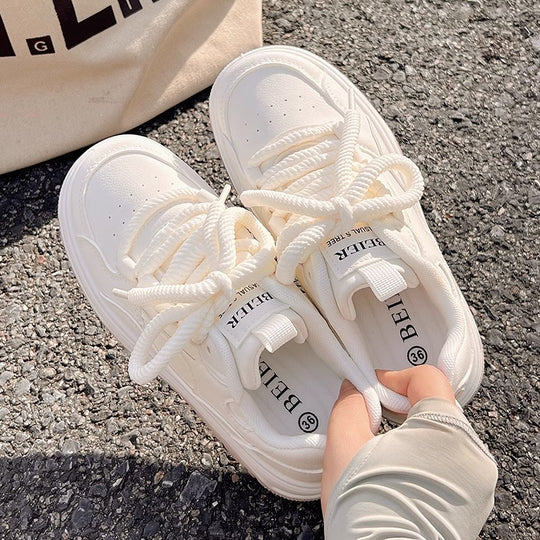 Damen Plattform Sneaker mit dicker Sohle und atmungsaktivem Obermaterial EB