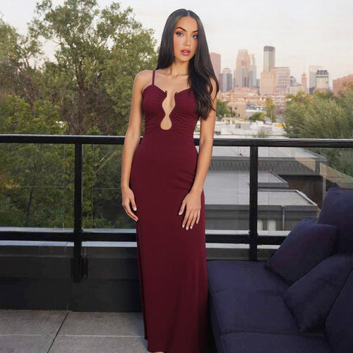 Damen Elegantes Maxikleid mit einzigartigem Schlüsselloch-Ausschnitt und figurschmeichelndem Schnitt EB