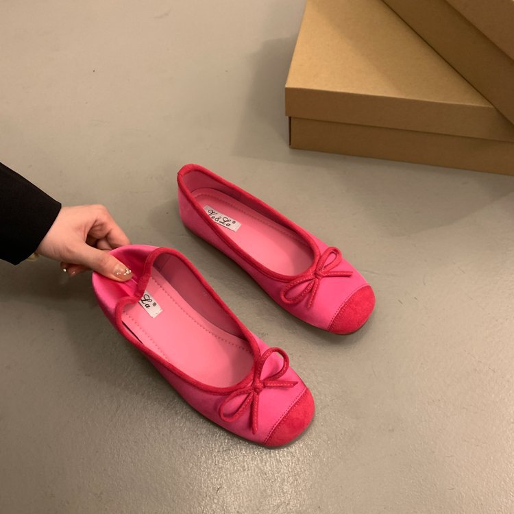 Damen bequeme Ballerinas mit dekorativem Schleifenakzent und elastischem Fußbett EB