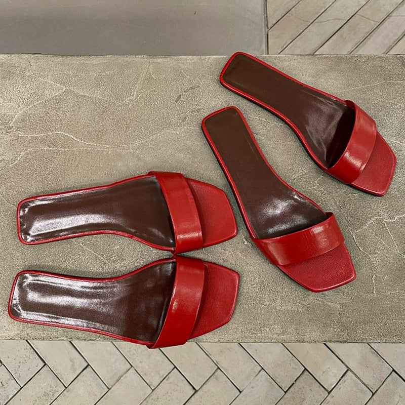 Damen Elegante und flache Sandalen mit breitem Riemendesign EB