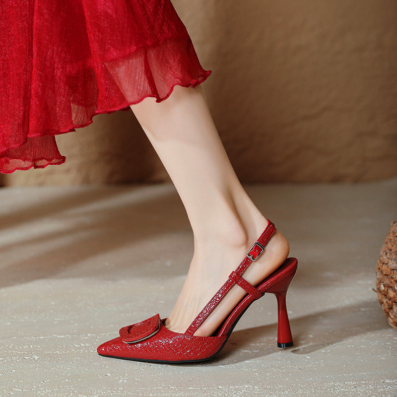 Damen Slingback-Pumps mit elegantem Kranz und schimmerndem Obermaterial EB