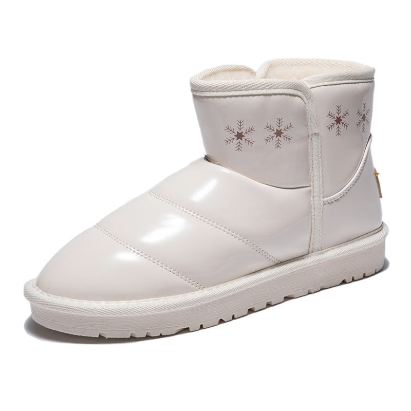 Damen modische Winterstiefel mit glänzenden Oberflächen und warmem Innenfutter EB