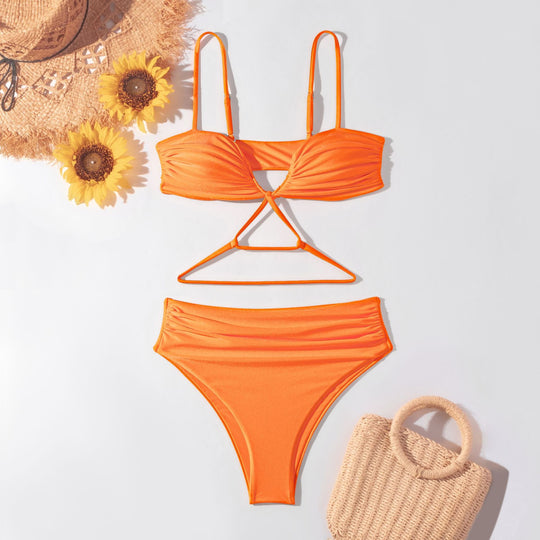Damen Hochgeschnittener Bikini mit raffiniertem Wickel-Design EB