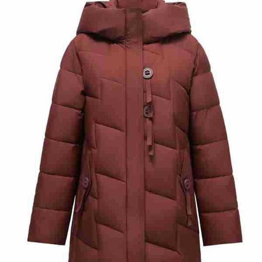 Damen modische gesteppte Winterjacke mit Kapuze und großen Taschen EB