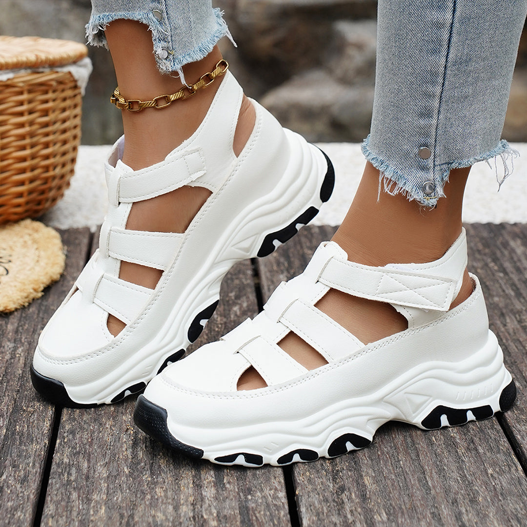 Damen  sportive Plateau-Sandalette im Sneakerstil mit verstellbaren Riemen und dämpfender EVA-Sohle EB