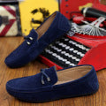 Damen weicher Veloursleder Mokassin Loafer mit geflochtener Dekorschnur und flexibler Gummisohle EB