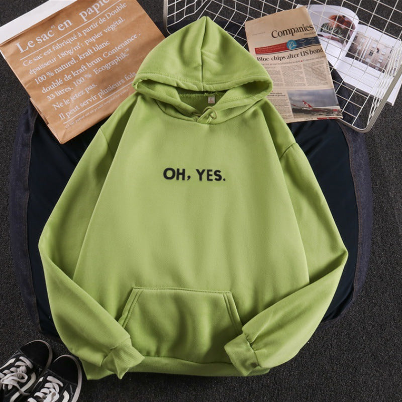 Damen nan Kapuzenpullover mit weichem Innenfutter, Kängurutasche und dezentem Frontprint EB