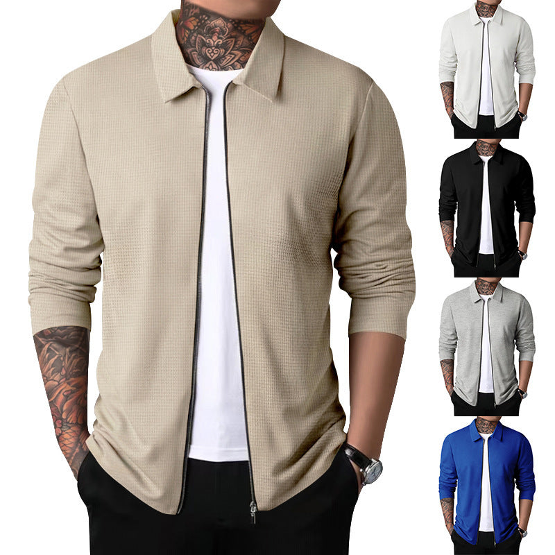 Herren Freizeitjacke mit durchgehendem Reißverschluss und strukturiertem Gewebe EB