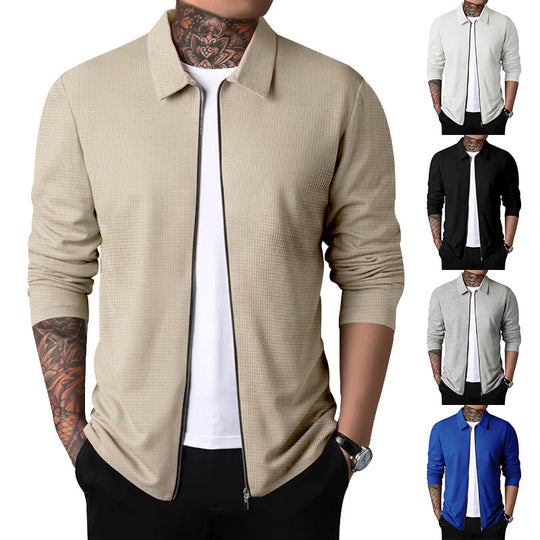Herren Freizeitjacke mit durchgehendem Reißverschluss und strukturiertem Gewebe EB