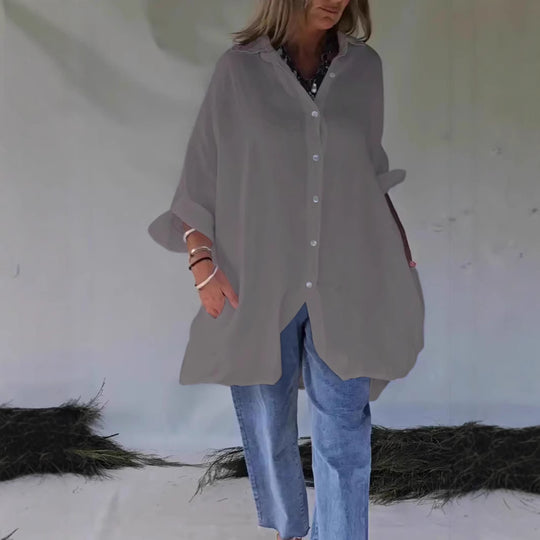 Damen lässiges Blusenkleid mit modischem Knopfverschluss EB