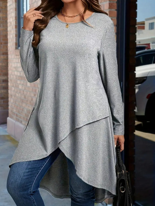 Damen asymmetrisches Langarmshirt mit elegantem Schnitt EB