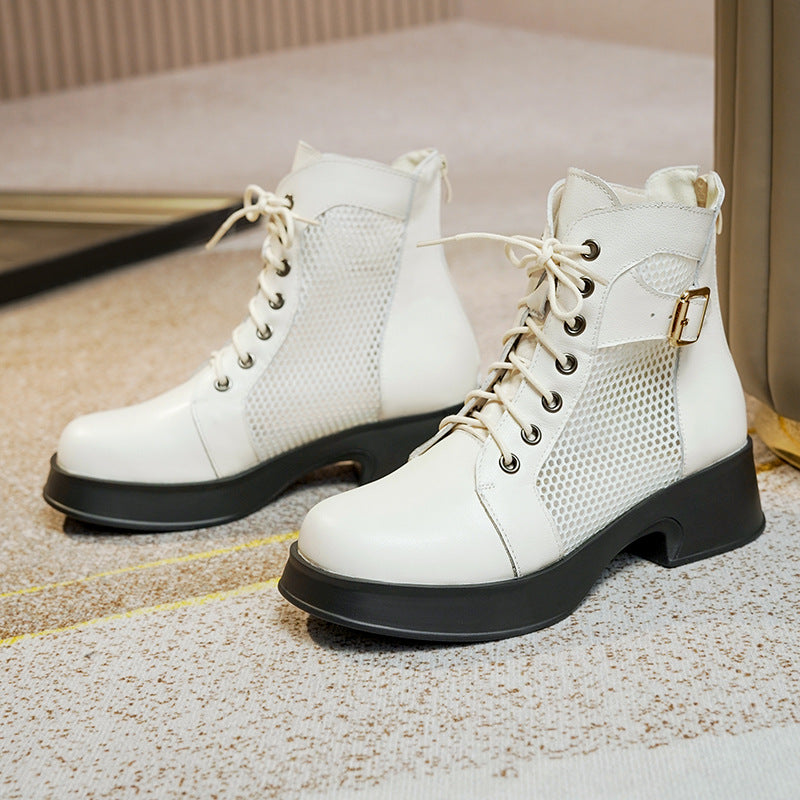 Damen Schnürstiefeletten mit Luftzirkulation und robustem Absatz EB
