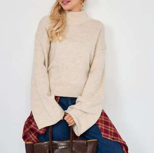 Damen Strickpullover mit lässigem Schnitt und Volumenärmeln EB