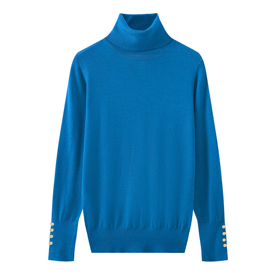 Damen Rollkragenpullover mit eleganten Knopfdetails EB