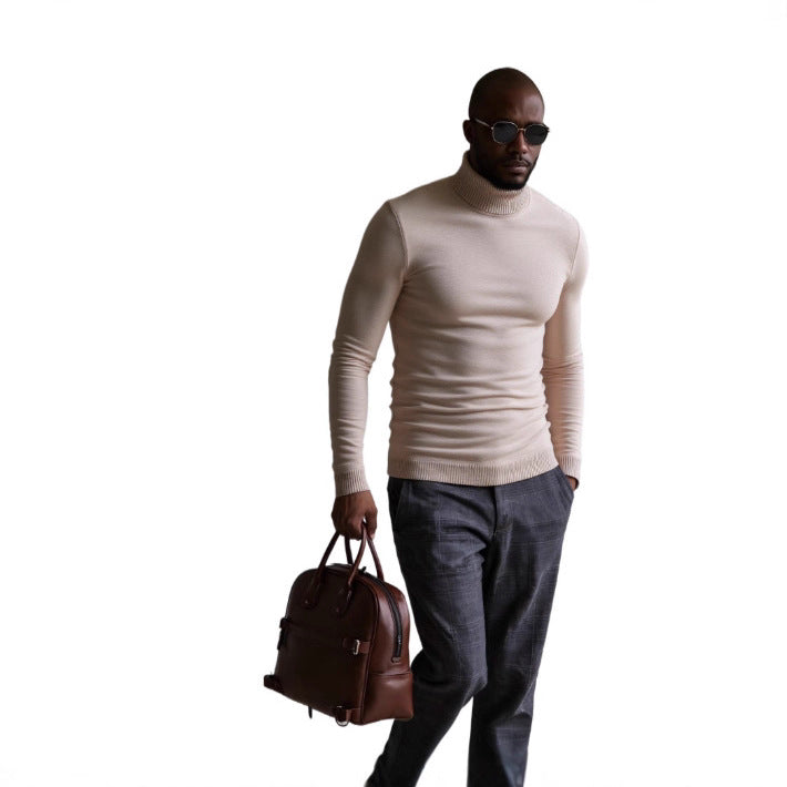 Herren rollkragen pullover mit feiner Struktur EB