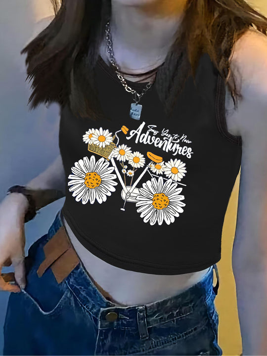 Damen Crop-Top mit auffälligem Schriftzug und körpernahem Schnitt EB