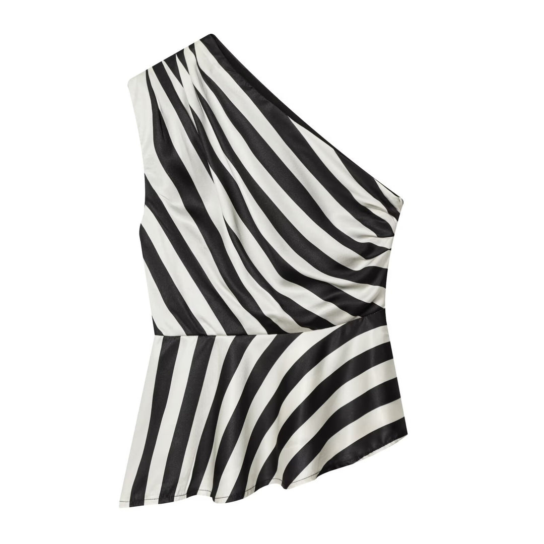 Damen asymmetrisches Oberteil mit Raffungen EB
