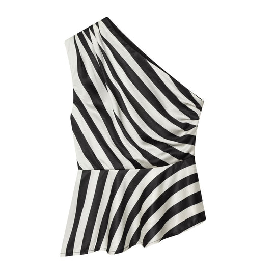 Damen asymmetrisches Oberteil mit Raffungen EB