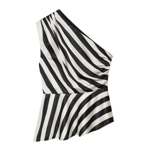Damen asymmetrisches Oberteil mit Raffungen EB