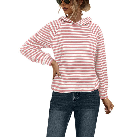 Damen Kapuzensweatshirt mit gestreiftem Design und modernem Schnitt EB
