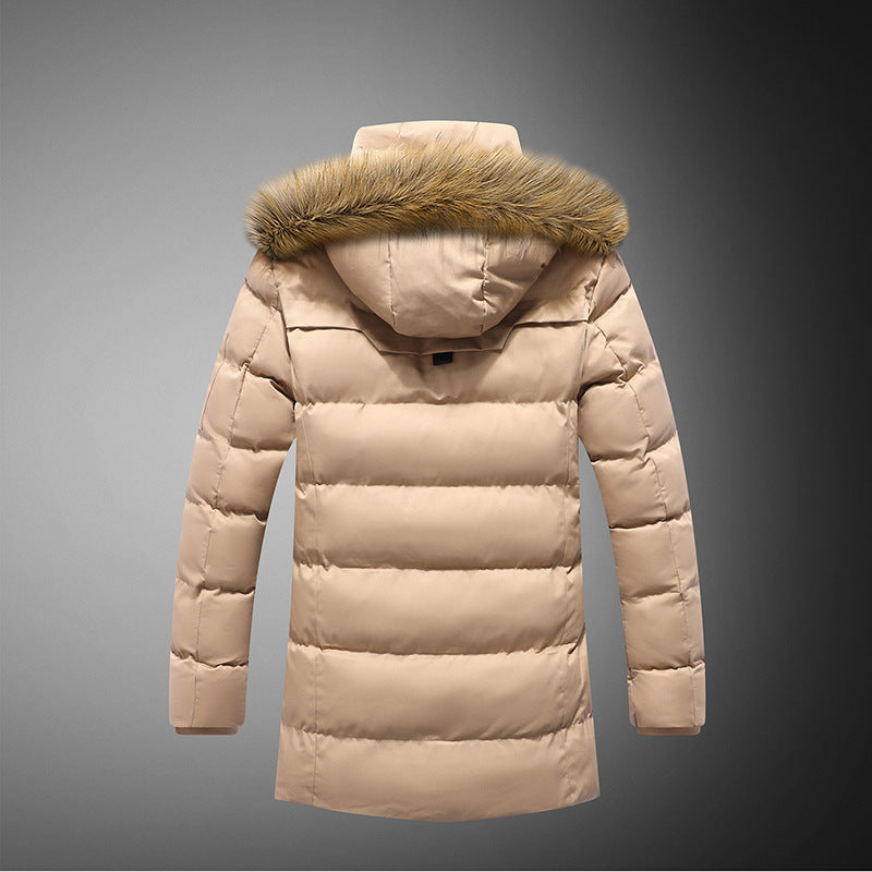 Herren gesteppte Winterjacke mit abnehmbarem Kunstfellkragen und praktischen Taschen EB