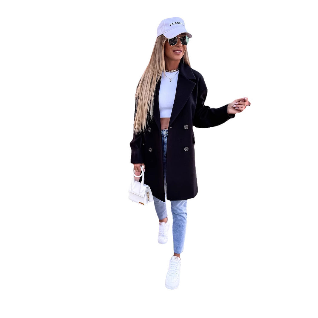 Damen eleganter und strukturierter Mantel im doppelten Design EB