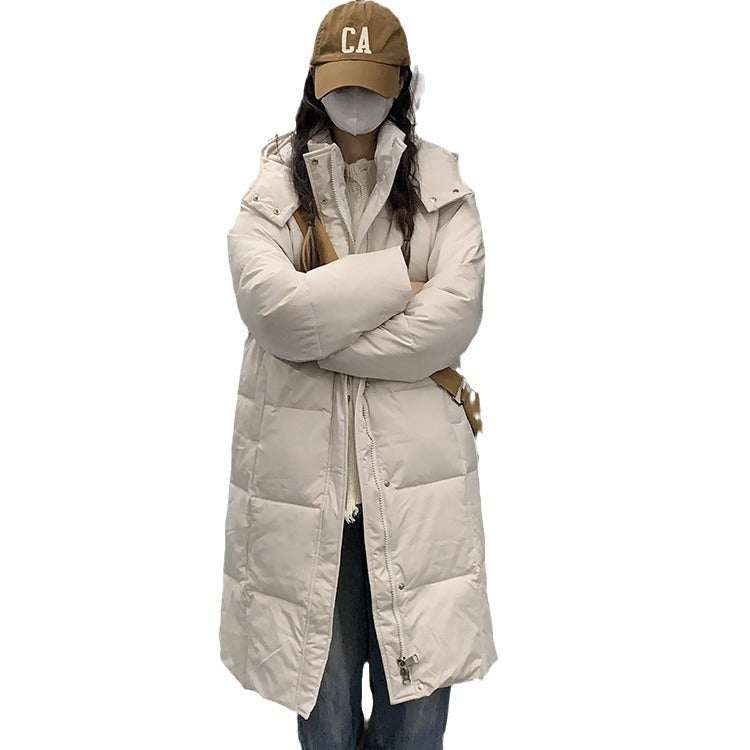 Damen Langer Steppmantel mit praktischen Taschen EB