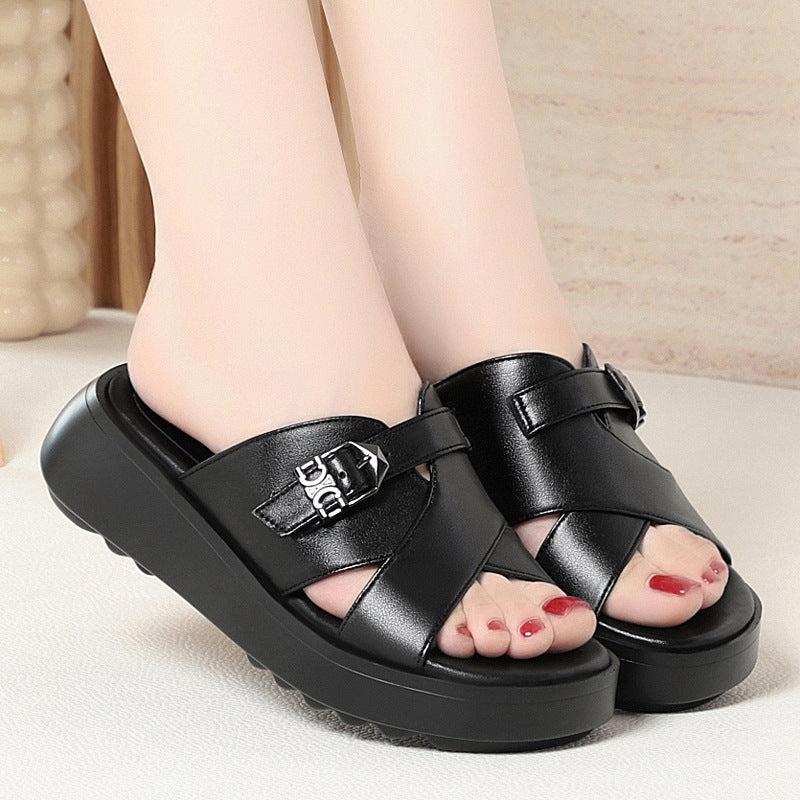 Damen Wedge-Sandaletten mit modischem Riemendesign und bequemer Sohle EB
