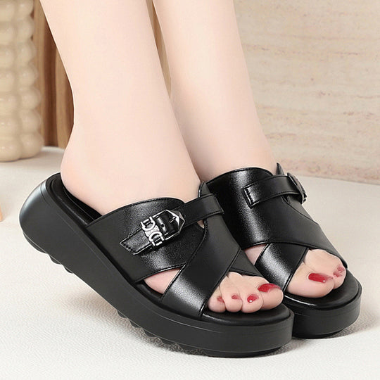 Damen Wedge-Sandaletten mit modischem Riemendesign und bequemer Sohle EB