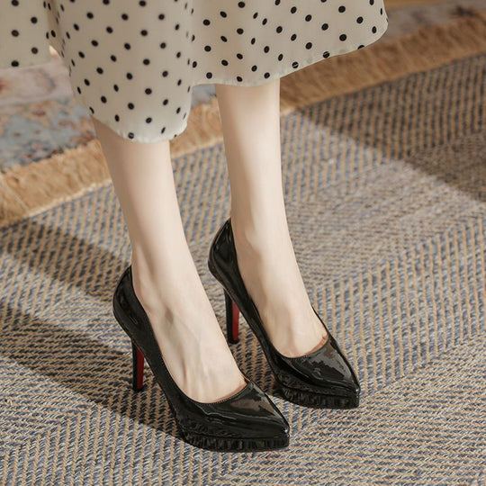 Damen elegante Plateau-Pumps mit glänzendem Lackfinish EB