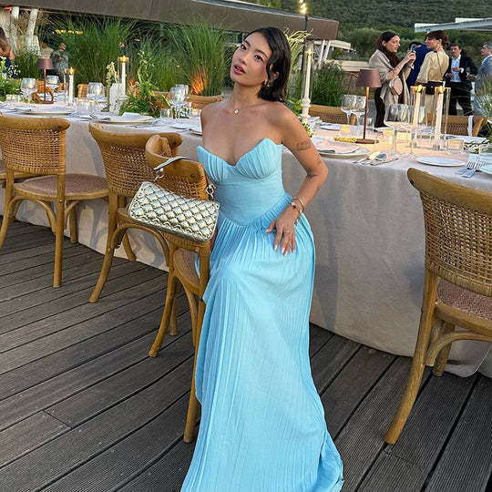 Damen Maxikleid mit strapazierfähigem Oberteil und eleganten Falten EB