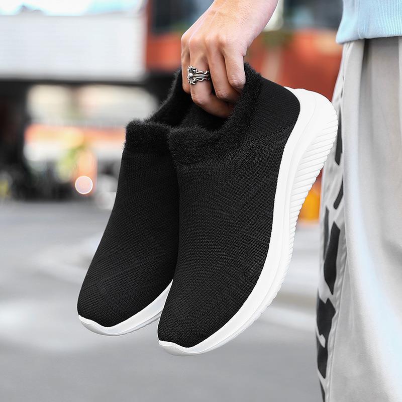 Damen Bequeme Slip-On Sneakers mit Fleece-Futter EB