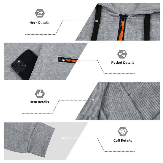 Herren sportlicher Kapuzenpullover mit halbem Reißverschluss und verschließbarer Kängurutasche EB