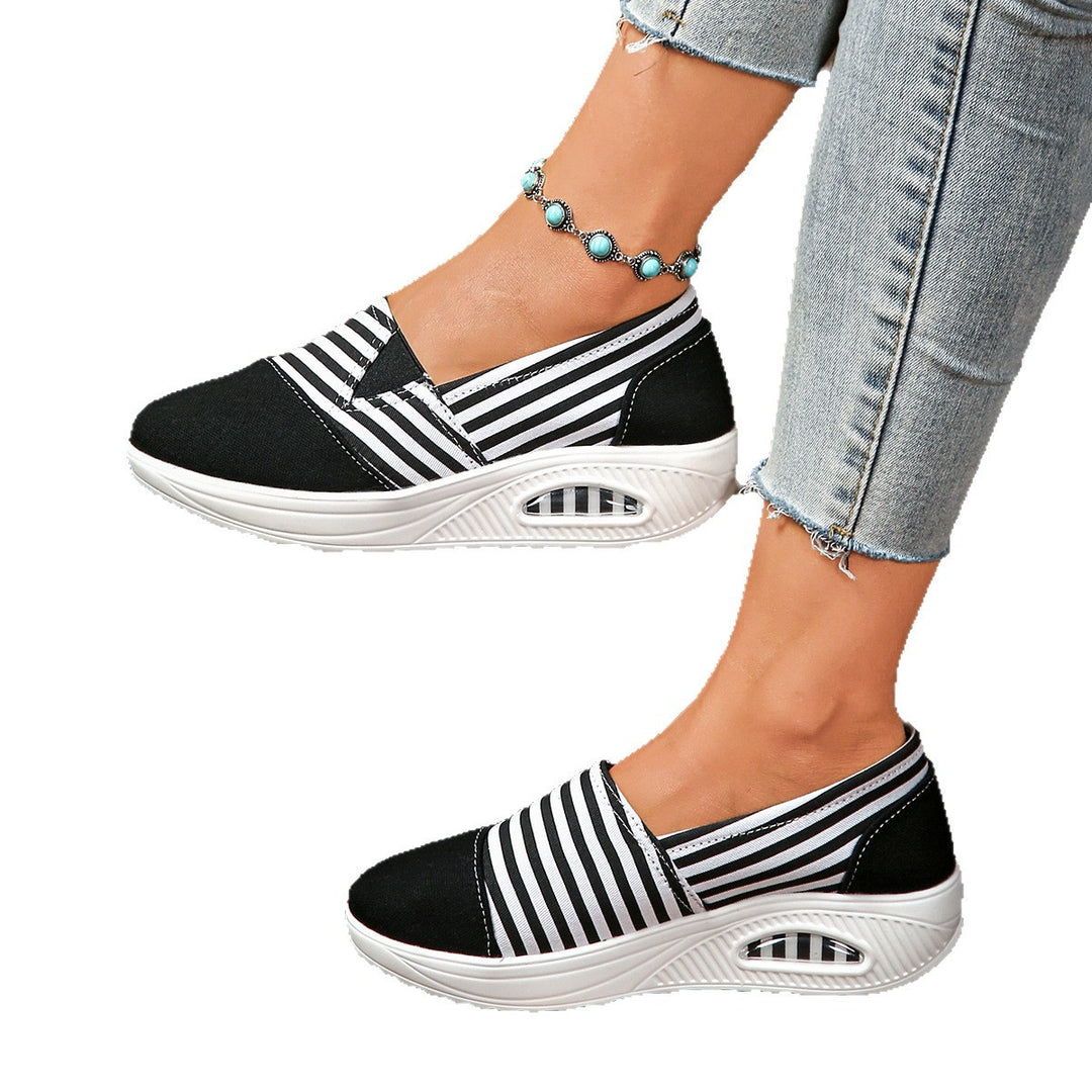 Damen Komfortable Freizeit-Sneaker mit modischem Streifenmuster EB