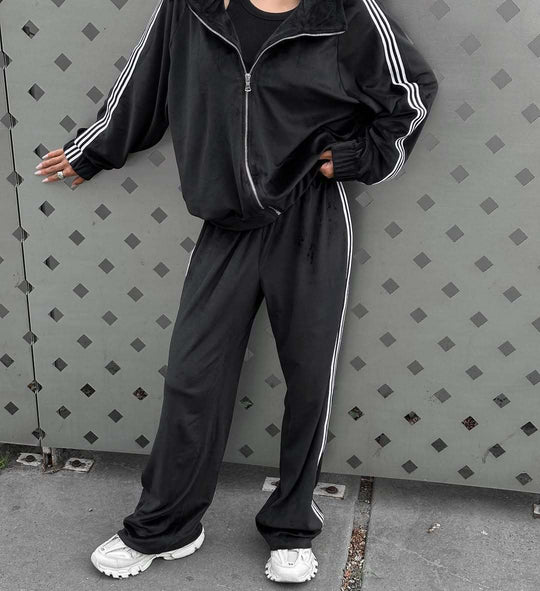 Damen sportliches und elegantes Trainingsanzug mit Reißverschluss EB