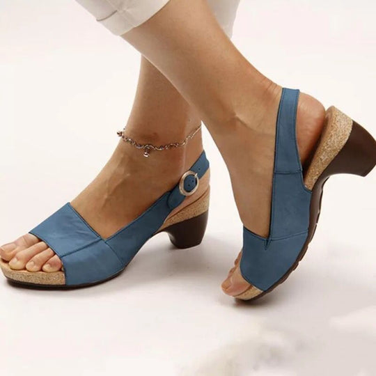 Damen komfortable Keil-Sandalen mit verstellbarem Riemen und anatomischem Fußbett EB