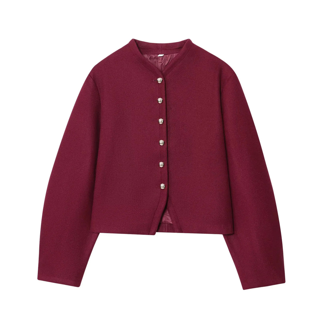 Damen elegante Strickjacke mit strukturiertem Gewebe und glänzenden Knöpfen EB
