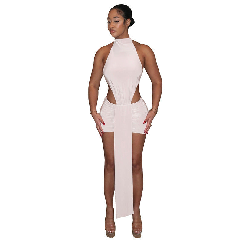 Damen Raffiniertes Minikleid mit eleganter Schlitz- und Wickeldesign EB