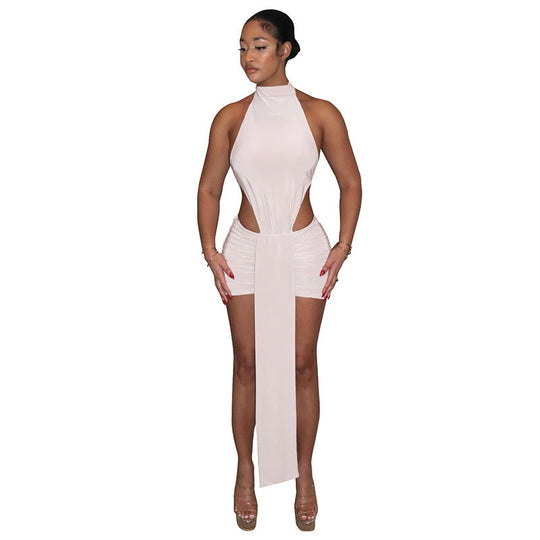 Damen Raffiniertes Minikleid mit eleganter Schlitz- und Wickeldesign EB