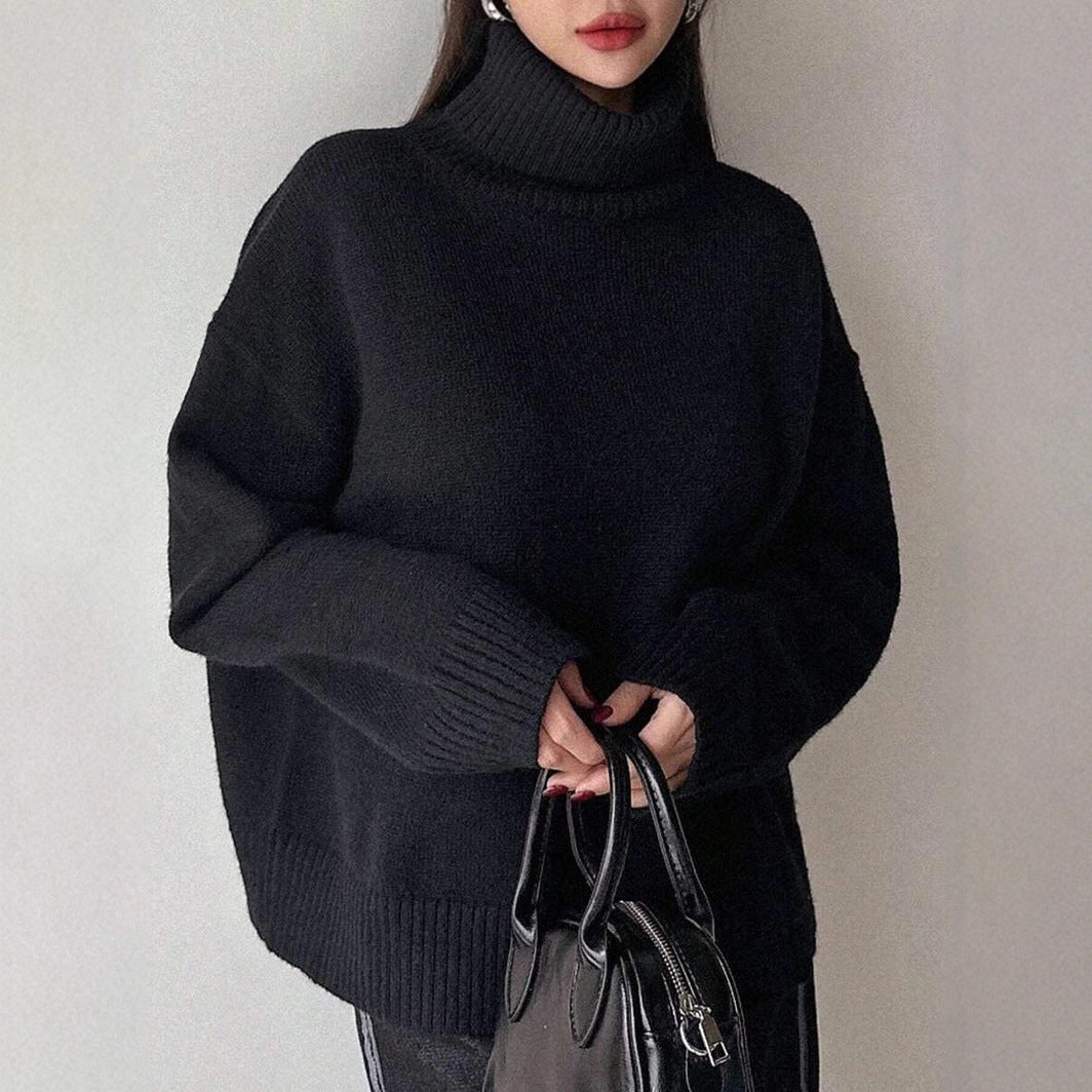 Damen oversized Rollkragenpullover aus weichem Material EB