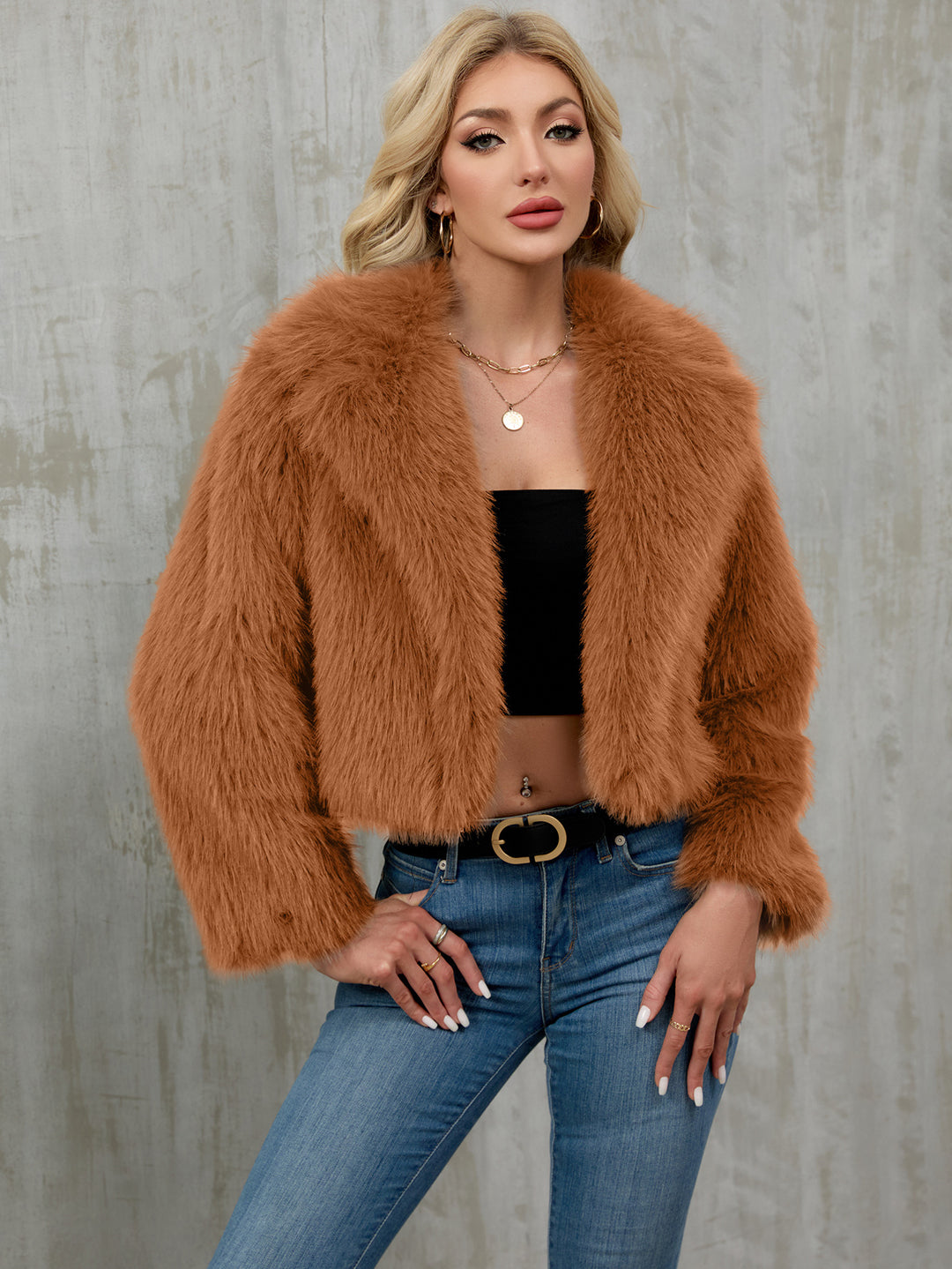 Damen Eleganter Kunstfellbolero EB
