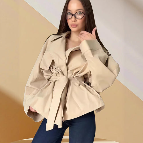Damen modische Überwurfjacke mit eleganten Raffungen EB
