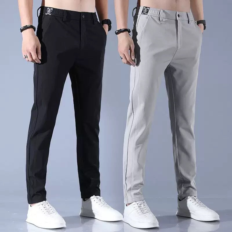 Herren moderne sportliche Chino-Hose mit elastischem Bund und funktionalen Taschen EB