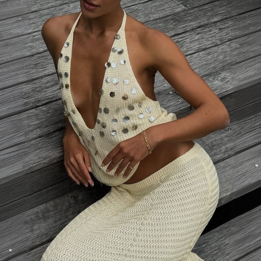 Damen Stricktop mit funkelneden Details EB