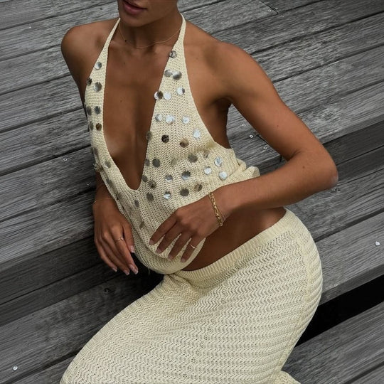 Damen Stricktop mit funkelneden Details EB